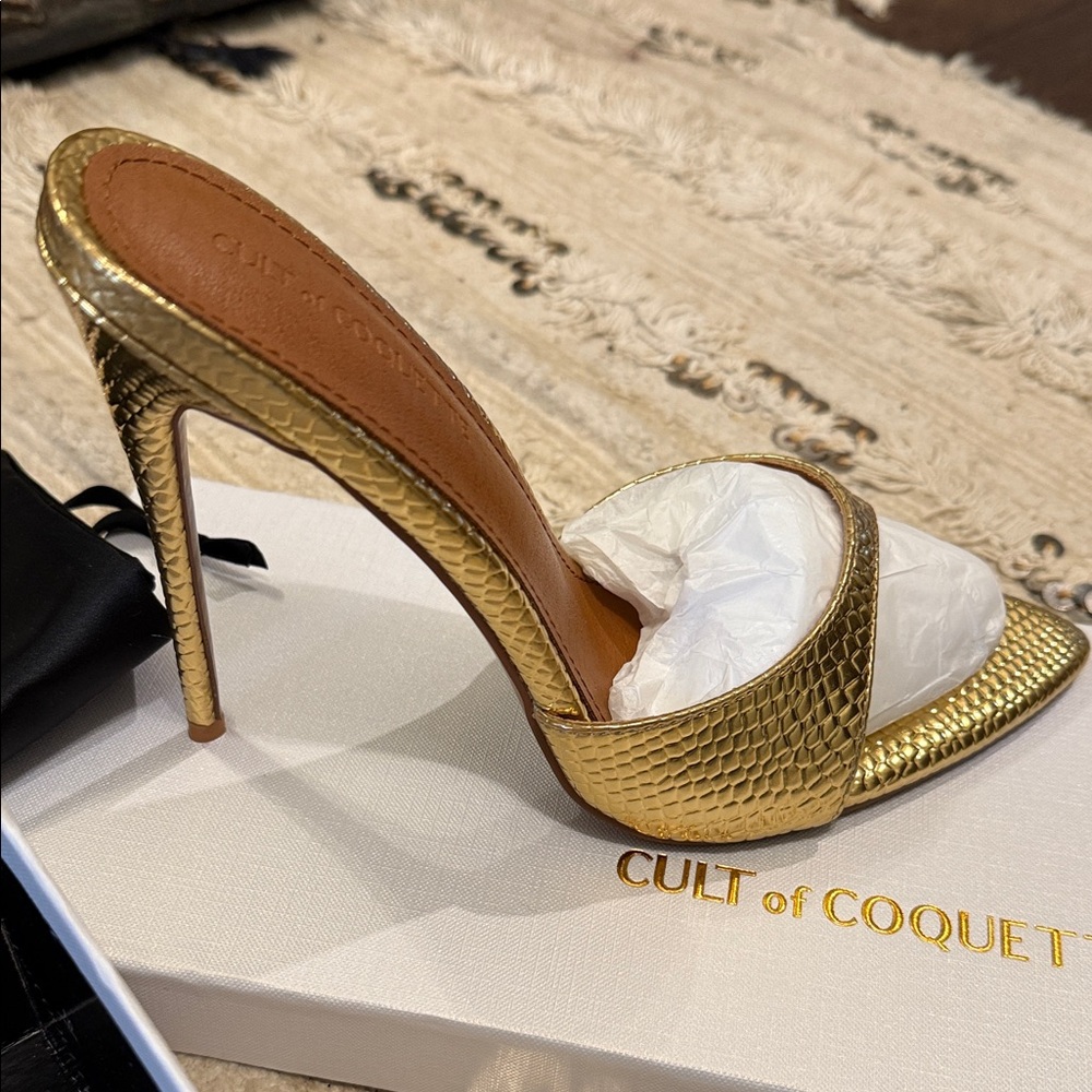 Cult of Coquette Gold Textured Heels